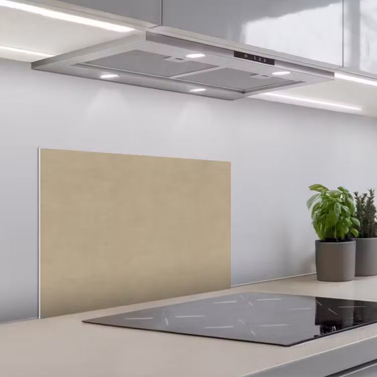 Zandkleur - Korrelige structuur - Beton keuken achterwand spatscherm klein 900 -3d_schuin