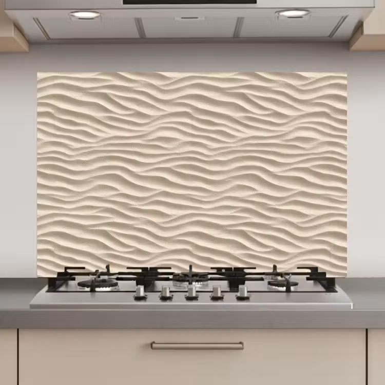 Zand - Golven - Beige keuken achterwand spatscherm klein 900 -3d_website
