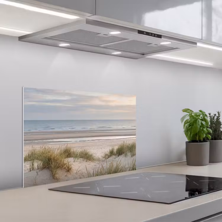 Zandstrand - Bewolkt - Duinen keuken achterwand spatscherm klein -3d_schuin