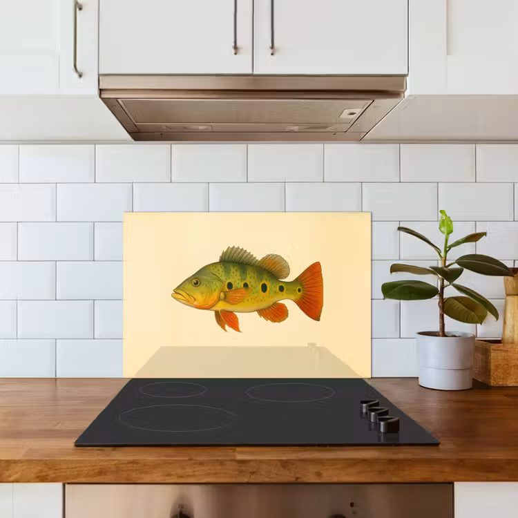 Schubben - Vis - Groen - Illustratie keuken achterwand spatscherm klein -sfeer2