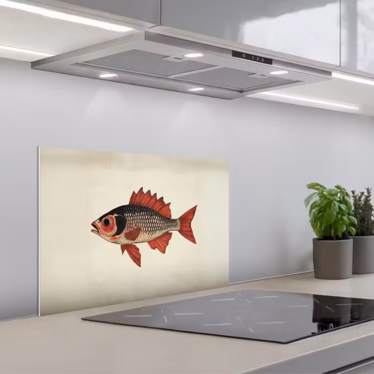 Schubben - Rood - Vis - Vinnen keuken achterwand spatscherm klein -3d_schuin