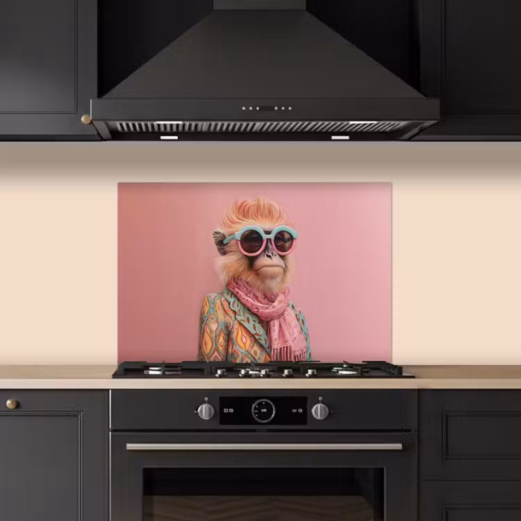 Sjaal - Aap - Zonnebril - Jasje keuken achterwand spatscherm klein -sfeer1