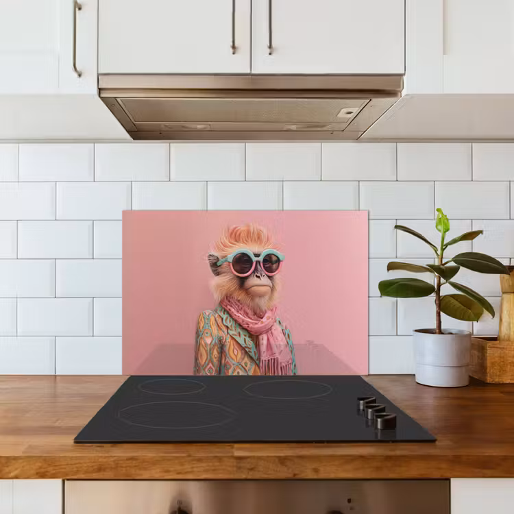 Sjaal - Aap - Zonnebril - Jasje keuken achterwand spatscherm klein -sfeer2