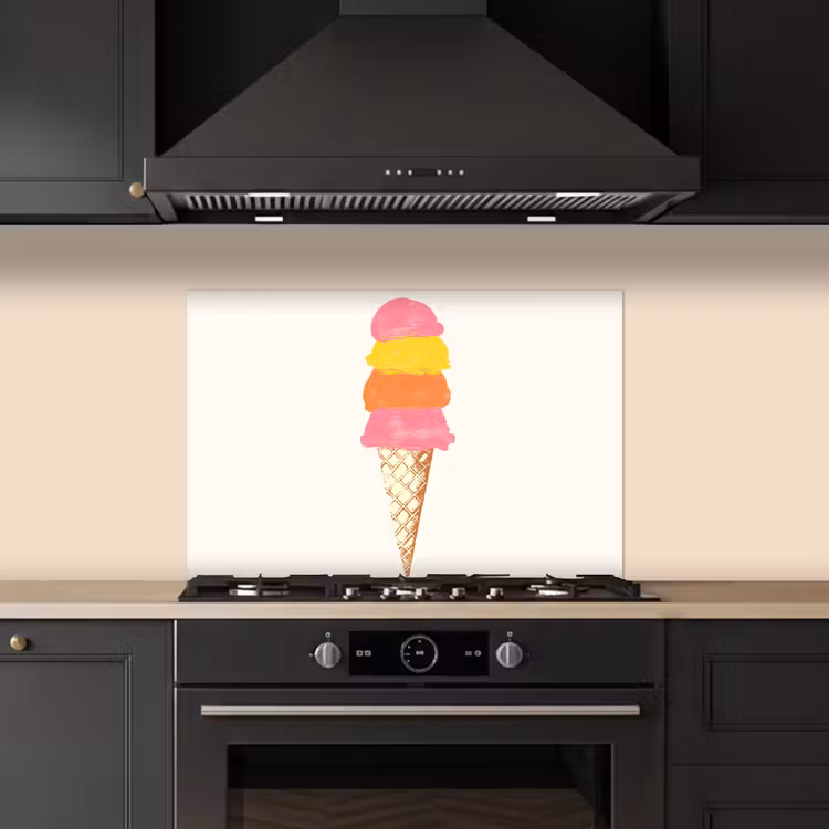 Schepijs - Hoorntje - Illustratie - Minimalistisch keuken achterwand spatscherm klein -sfeer1