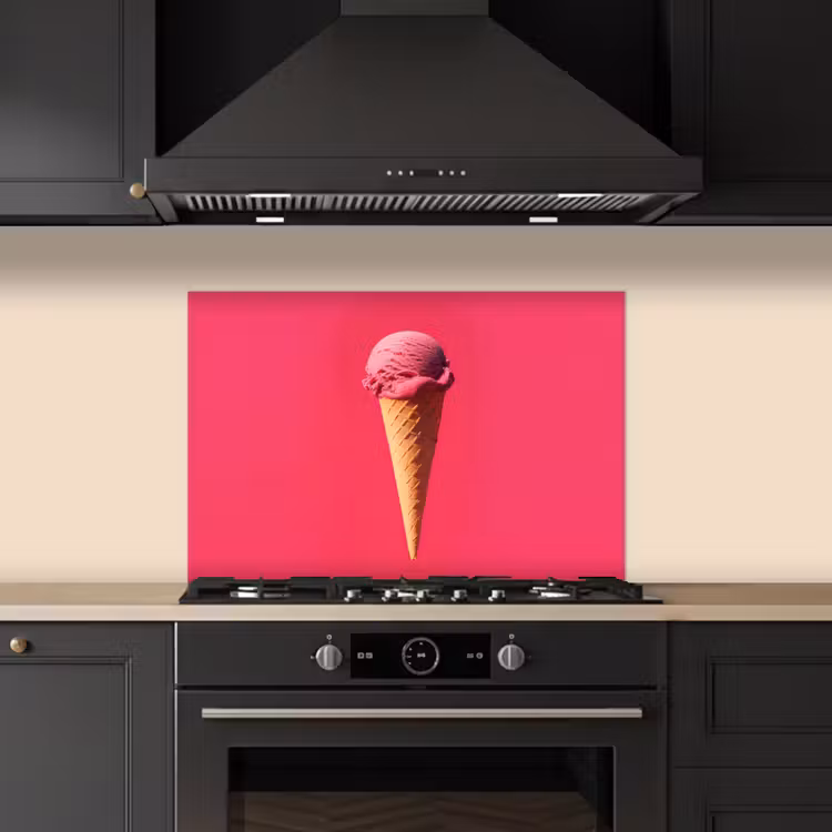 Schepijs - Roze - Hoorntje keuken achterwand spatscherm klein -sfeer1