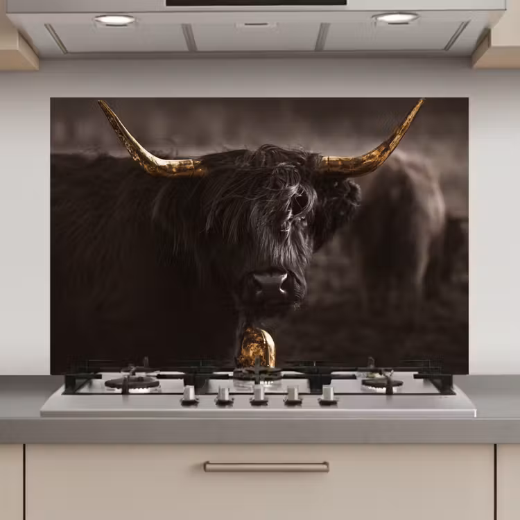 Schotse hooglander - Goud - Koebel - Hoorns - Dieren keuken achterwand spatscherm klein -3d_website