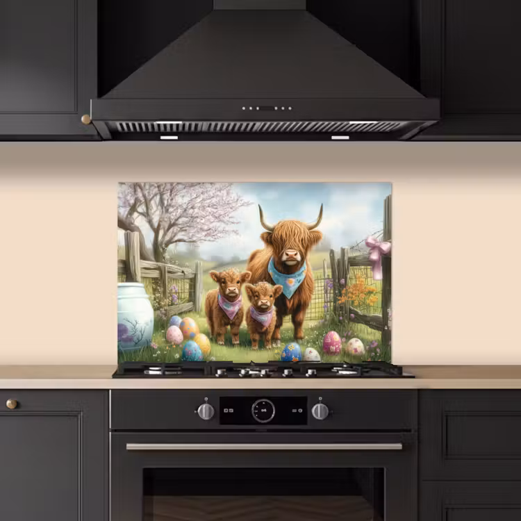 Schotsehooglanders - Paaseieren - Lente keuken achterwand spatscherm klein -sfeer1