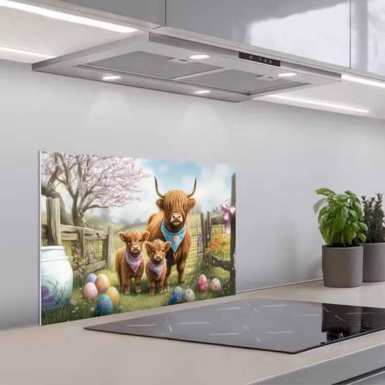 Schotsehooglanders - Paaseieren - Lente keuken achterwand spatscherm klein -3d_schuin