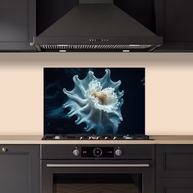 Zeewezen - Wit - Golven - Water keuken achterwand spatscherm klein -sfeer1