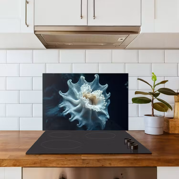 Zeewezen - Wit - Golven - Water keuken achterwand spatscherm klein -sfeer2
