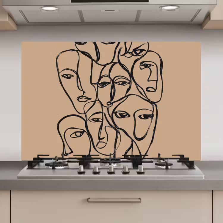 Gezichtenzee - Lijntekening - Abstract keuken achterwand spatscherm klein -3d_website