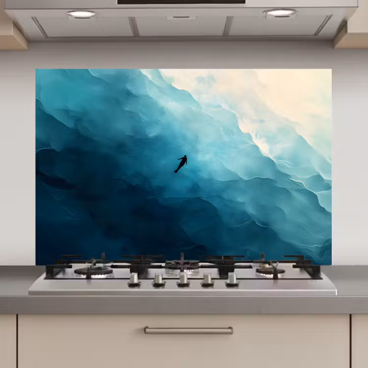Zee - Silhouet - Abstract - Blauw keuken achterwand spatscherm klein -3d_website
