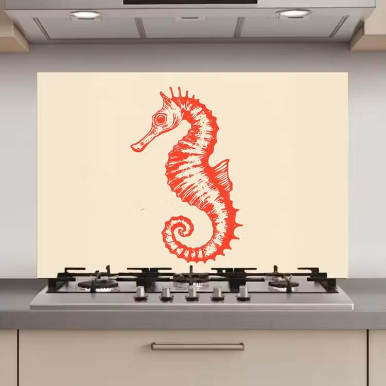 Zeepaardje - Rood - Fijne details keuken achterwand spatscherm klein -3d_website