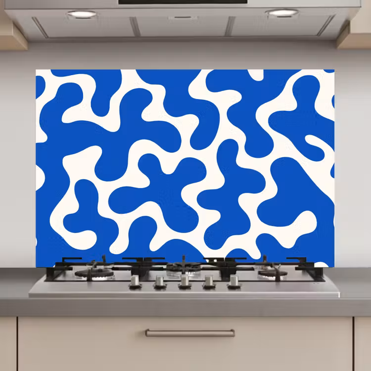 Vormen - Abstract - Blauw - Golven keuken achterwand spatscherm klein -3d_website