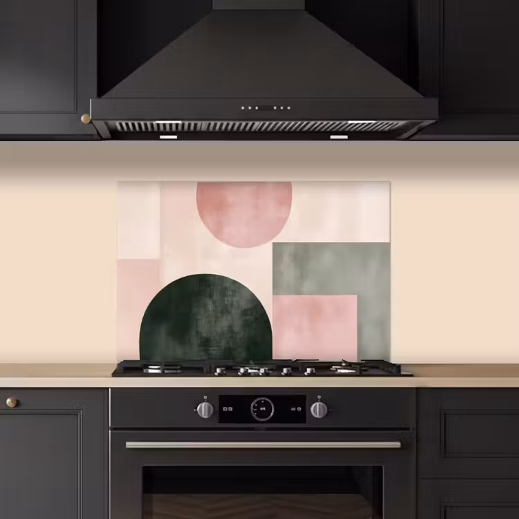 Vormen - Abstract - Cirkel - Zwart keuken achterwand spatscherm klein -sfeer1