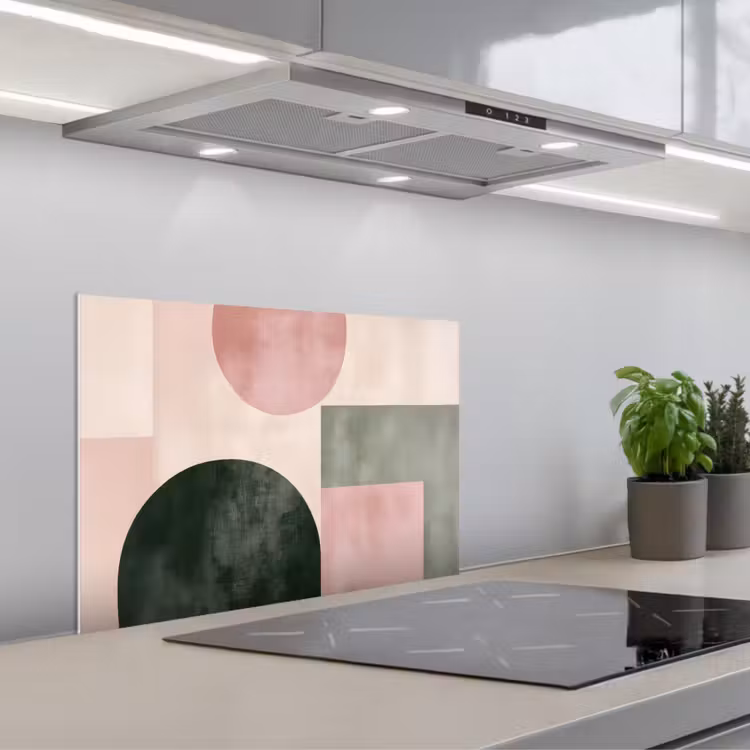 Vormen - Abstract - Cirkel - Zwart keuken achterwand spatscherm klein -3d_schuin