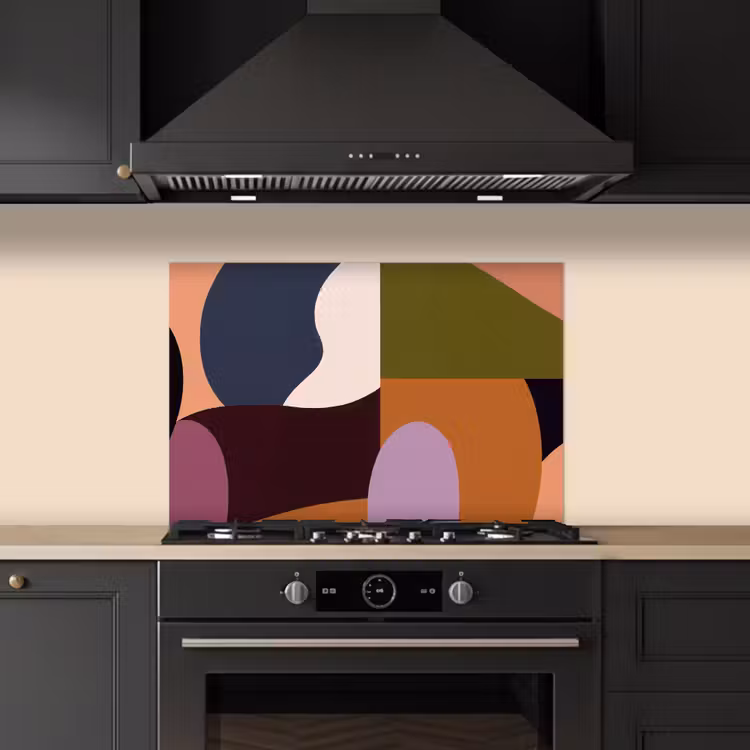 Vormen - Abstract - Kleuren - Vierkant keuken achterwand spatscherm klein -sfeer1