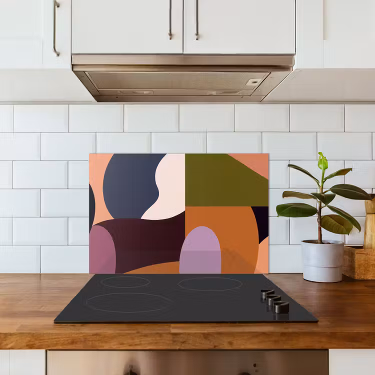 Vormen - Abstract - Kleuren - Vierkant keuken achterwand spatscherm klein -sfeer2