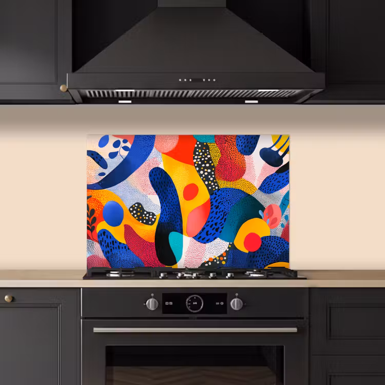 Vormen - Abstract - Stippels - Blauw keuken achterwand spatscherm klein -sfeer1