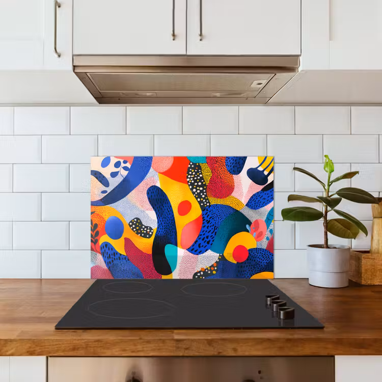 Vormen - Abstract - Stippels - Blauw keuken achterwand spatscherm klein -sfeer2