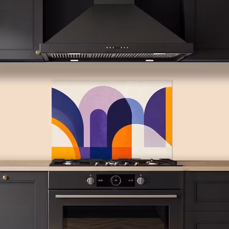 Vormen - Abstract - Grafisch - Oranje keuken achterwand spatscherm klein -sfeer1