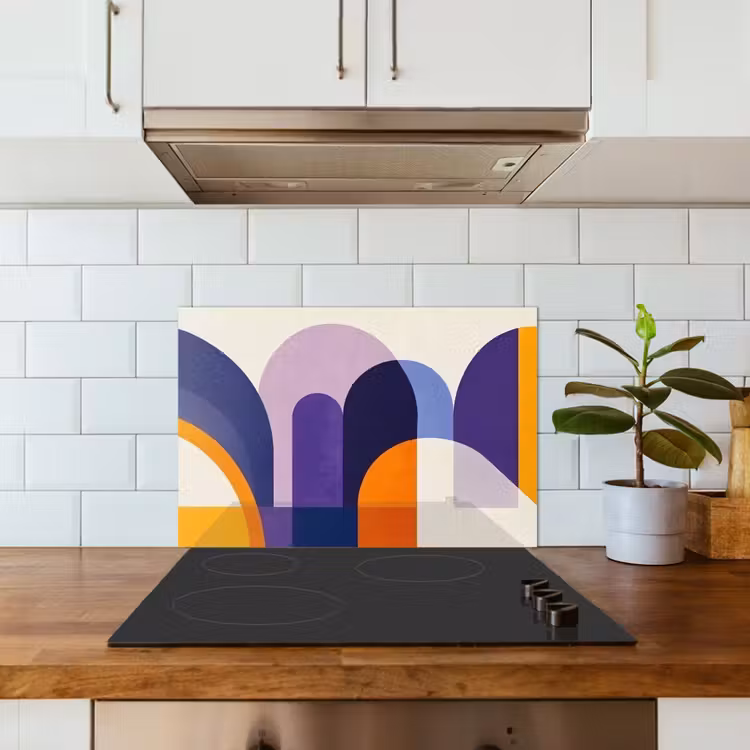Vormen - Abstract - Grafisch - Oranje keuken achterwand spatscherm klein -sfeer2