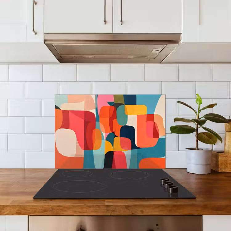 Vormen - Kleurrijk - Abstract - Vlakken keuken achterwand spatscherm klein -sfeer2