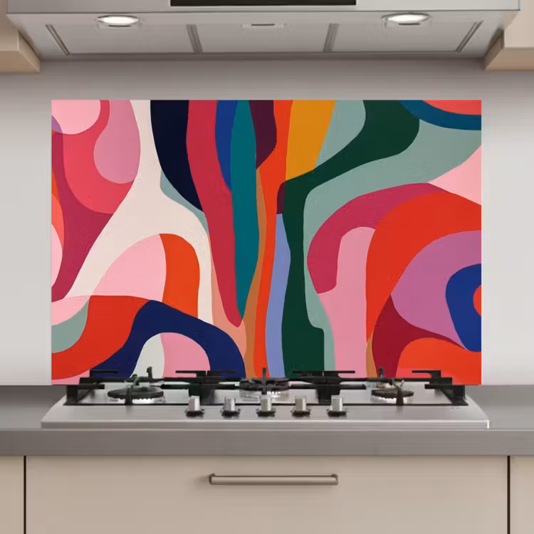 Vormen - Bochten - Kleurrijk - Abstract keuken achterwand spatscherm klein -3d_website