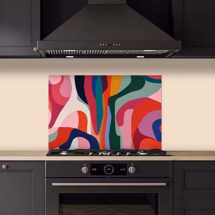 Vormen - Bochten - Kleurrijk - Abstract keuken achterwand spatscherm klein -sfeer1