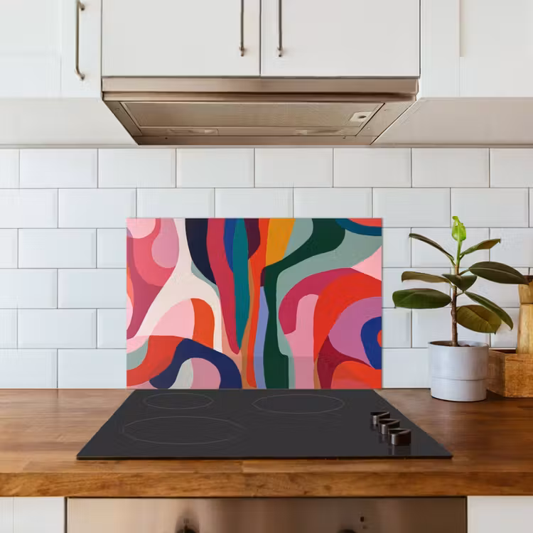 Vormen - Bochten - Kleurrijk - Abstract keuken achterwand spatscherm klein -sfeer2