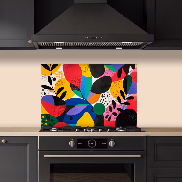 Vormen - Stippen - Kleurrijk keuken achterwand spatscherm klein -sfeer1