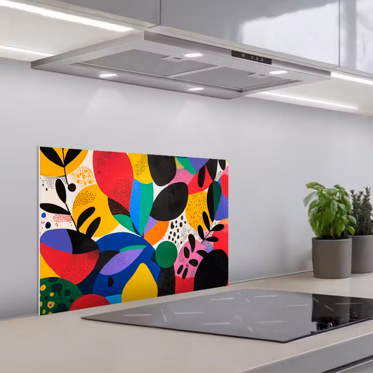 Vormen - Stippen - Kleurrijk keuken achterwand spatscherm klein -3d_schuin