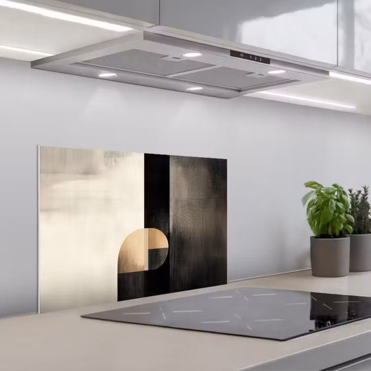 Vormen - Modern - Zwart keuken achterwand spatscherm klein -3d_schuin