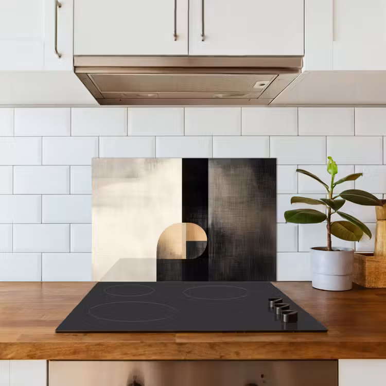 Vormen - Modern - Zwart keuken achterwand spatscherm klein -sfeer2