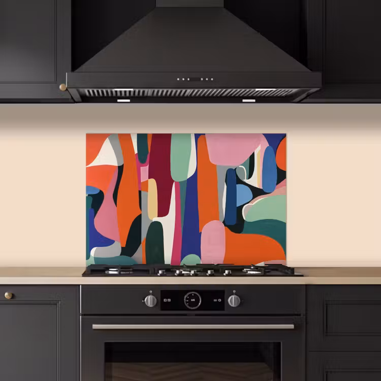 Vormen - Ritmisch - Kleuren - Abstract keuken achterwand spatscherm klein -sfeer1