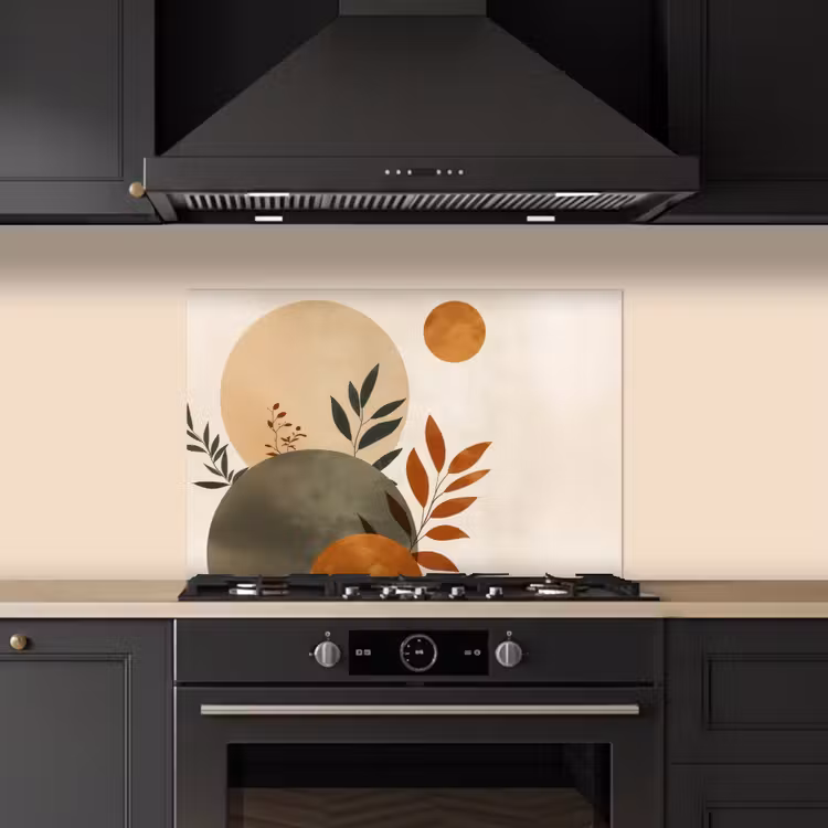 Vormen - Rond - Bladeren - Beige keuken achterwand spatscherm klein -sfeer1