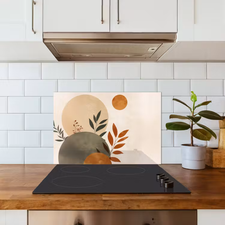 Vormen - Rond - Bladeren - Beige keuken achterwand spatscherm klein -sfeer2