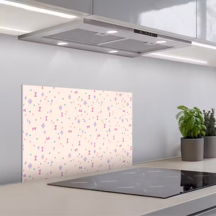 Vormen - Zalmroze - Patroon keuken achterwand spatscherm klein 900 -3d_schuin