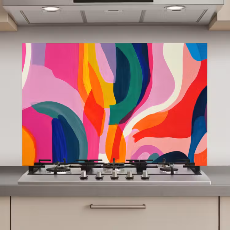 Vormen - Golvend - Abstract - Felroze keuken achterwand spatscherm klein -3d_website