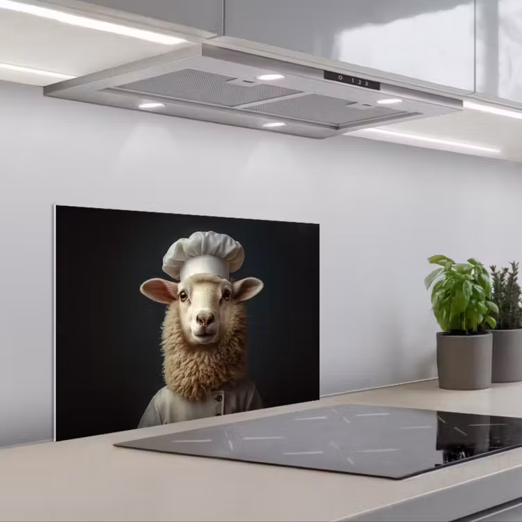 Schaap - Wol - Kok keuken achterwand spatscherm klein -3d_schuin