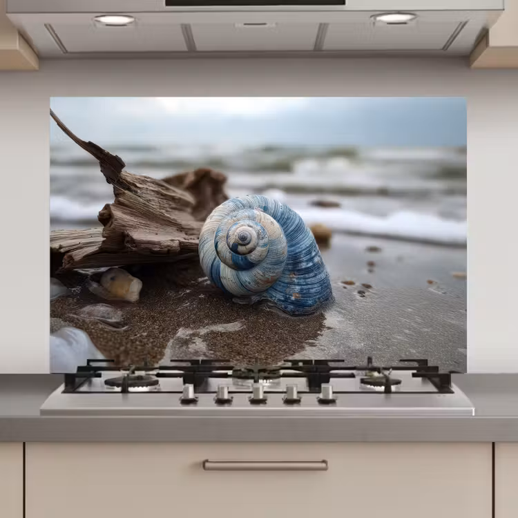Schelp - Strand - Blauw - Zee keuken achterwand spatscherm klein -3d_website