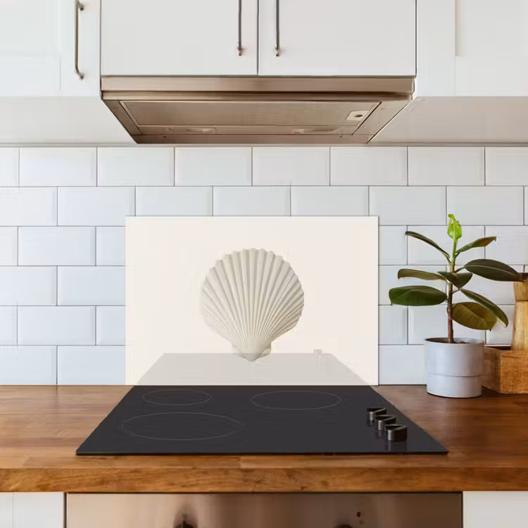 Schelp - Minimalistisch - Wit keuken achterwand spatscherm klein -sfeer2