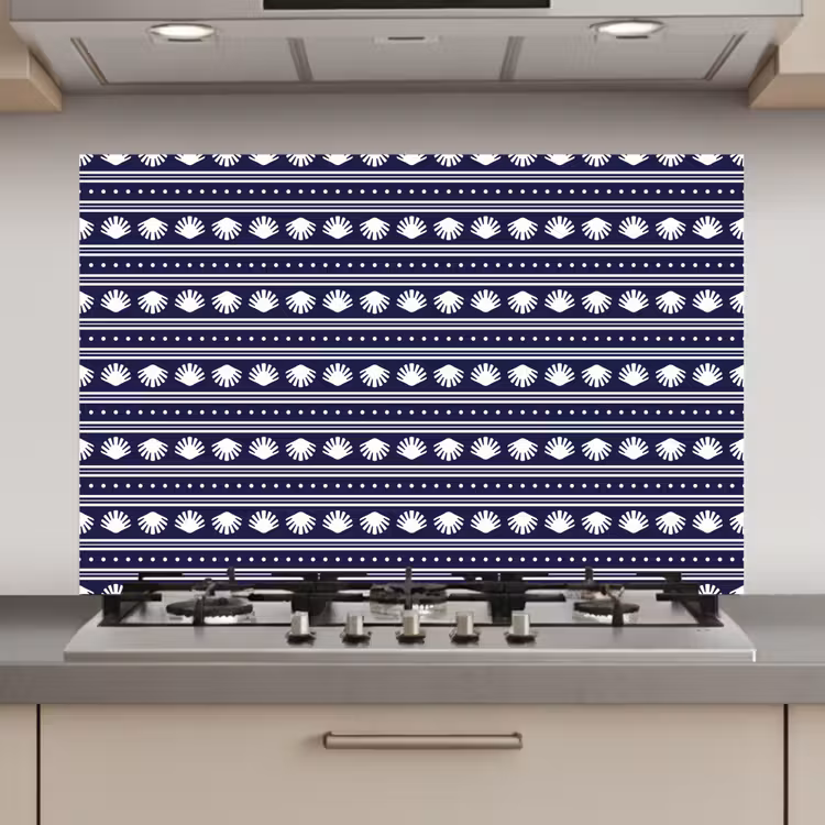 Schelp - Nautisch - Blauw - Wit keuken achterwand spatscherm klein 900 -3d_website