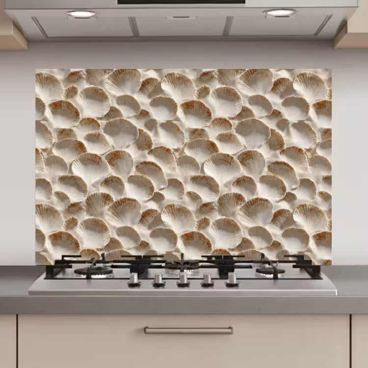 Schelpen - Waaiervorm - Wit keuken achterwand spatscherm klein 900 -3d_website