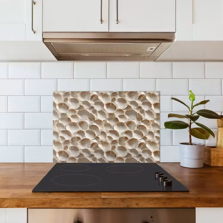 Schelpen - Waaiervorm - Wit keuken achterwand spatscherm klein 900 -sfeer2