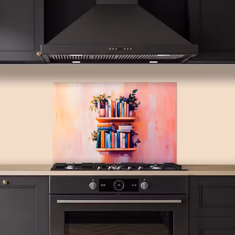 Planken - Boeken - Bladeren keuken achterwand spatscherm klein -sfeer1