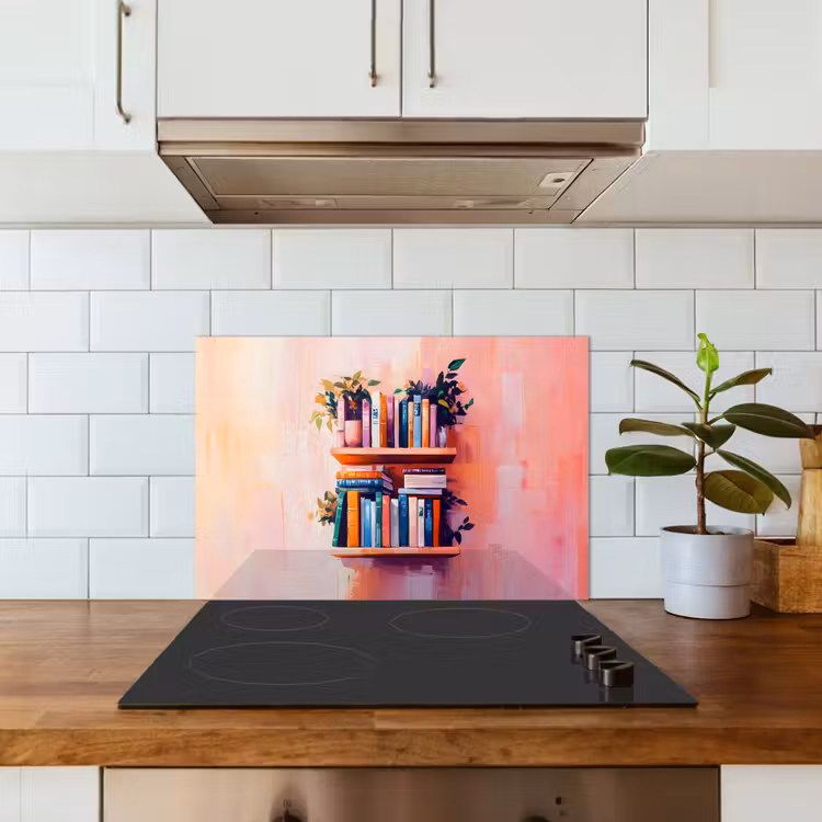 Planken - Boeken - Bladeren keuken achterwand spatscherm klein -sfeer2