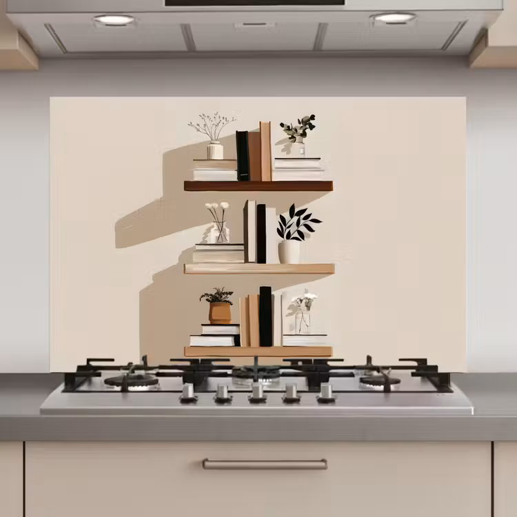 Plankjes - Boeken - Vaasjes - Planten keuken achterwand spatscherm klein -3d_website