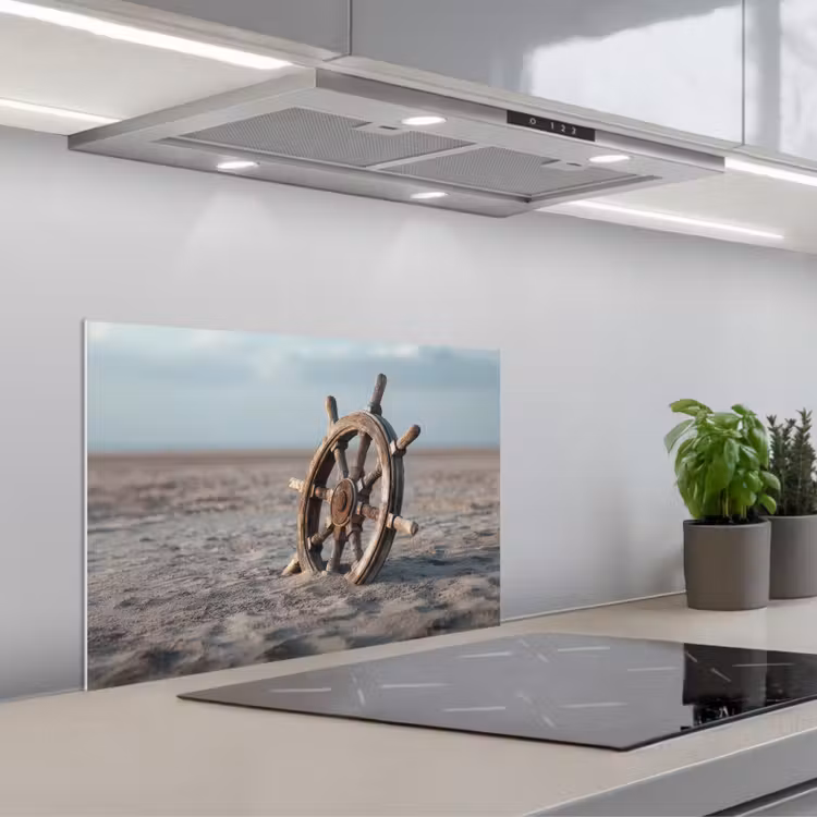 Scheepsstuur - Hout - Bruin - Zand keuken achterwand spatscherm klein -3d_schuin