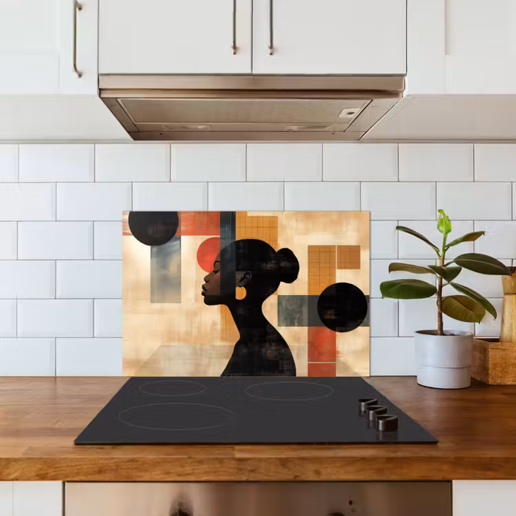 Zijaanzicht - Vrouw - Vormen keuken achterwand spatscherm klein -sfeer2